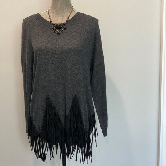 Danny Be Grey Angora Fringe Sweater Medium - Picture 7 of 13